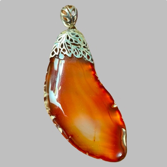 ‼️💥PRICE DROP ☄️ Beautiful Large Sterling Silver Pendant Carnelian Agate stone - Picture 6 of 11